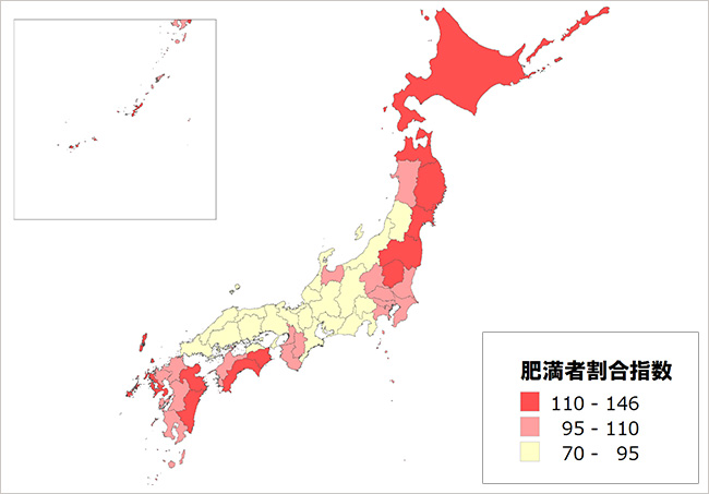 地図で見る 太りにくい体質の都道府県 ブログ 株式会社ゼンリンマーケティングソリューションズ