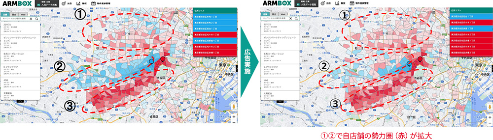 販売促進などの施策による効果が可視化できる画面イメージ